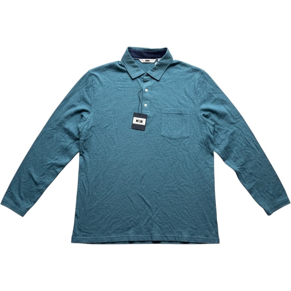 Joseph Abboud Mens XL Long Sleeve Polo Shirt Teal Blue Cotton Modal NWT